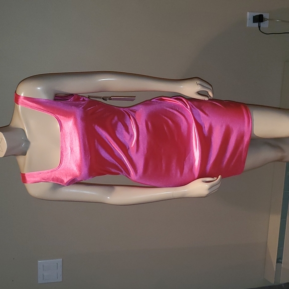 Fashion Nova Dresses & Skirts - NWT Hot Neon Pink Satin Mini Dress Stretchy Fashion Nova Barbiecore